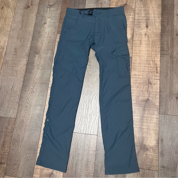 PRANA Stretch ZION Slim Pant II Grey Blue Men 28x32 Roll-Up Outdoors Performance - Picture 1 of 16